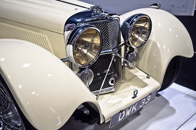 A classic jaguar pictured at the NEC Classic Motor Show