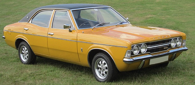 Orange Ford Cortina Mk3