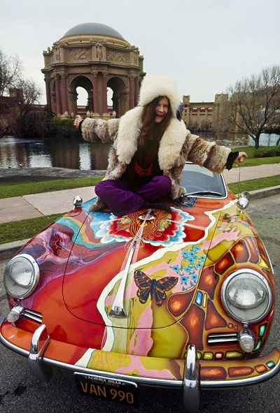 Janis Joplin with her Psychedelic Porsche in the 60s
