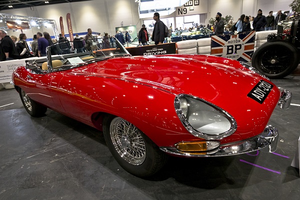 A Jaguar E-Type at the London Classic Car Show