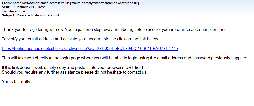 please activate your account email
