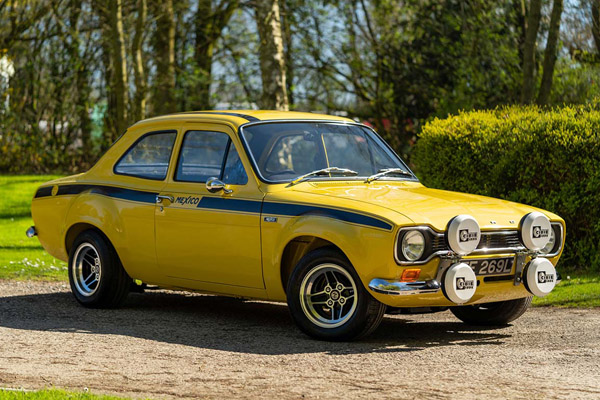 Yellow 1972 Ford Escort Mexico RS with Spot lamps