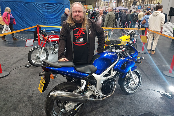 Andy Bolas Of Vintage Japanese Motorcycle Cycle With His Suzuki Sv650