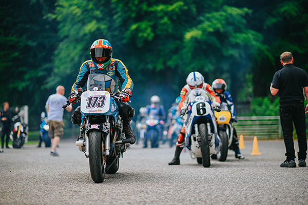 Racing Bikes On Tarmac With Trees as a back drop, picture Courtesy Classic Bike Track days