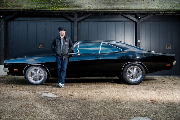 Jay Kay With 1968 Black Dodge Charger
