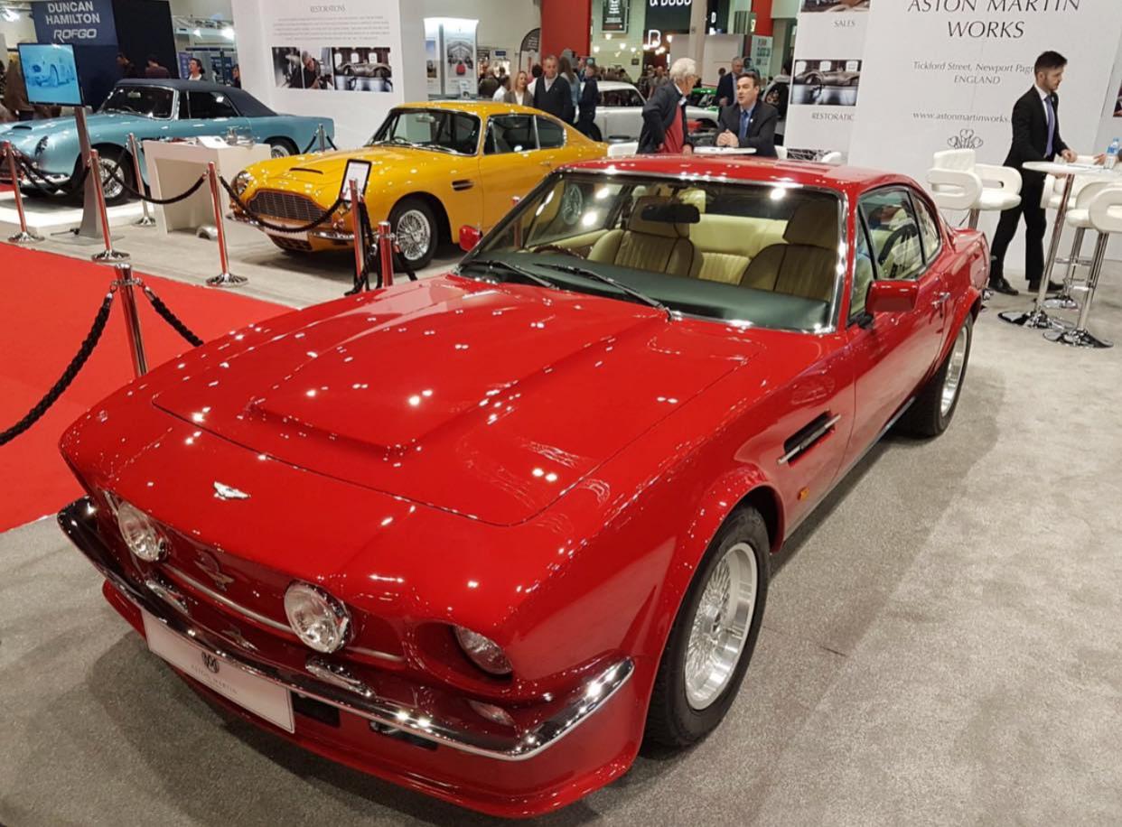 A classic red Aston Martin