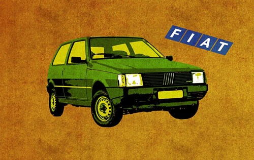 Graphic of green Fiat Uno