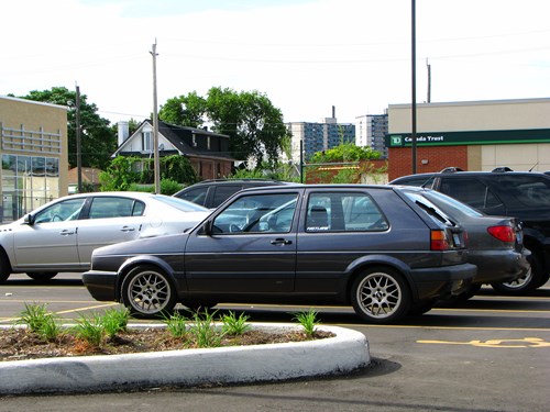 Black VW Golf MK2 parked in a car park