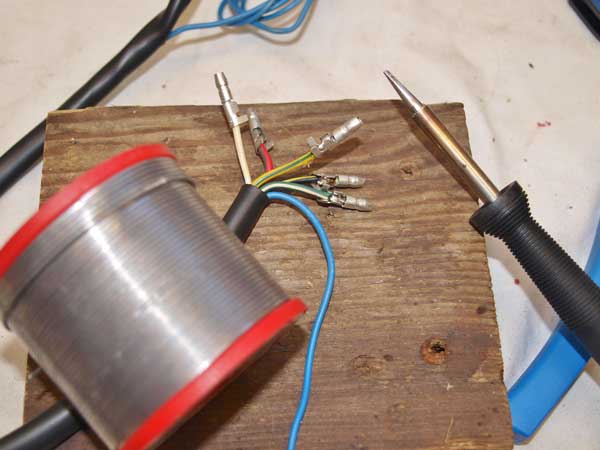 Wires with new soldered bullet connectors