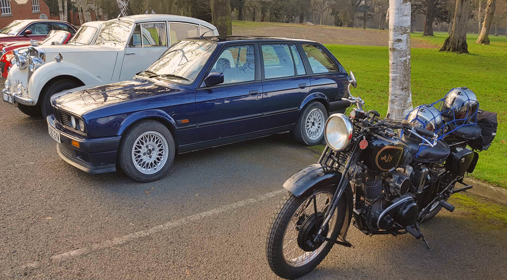 1993 BMW Touring Lux and AJS Classic Bike.jpg