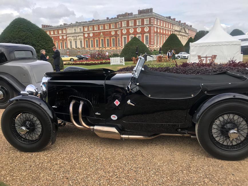 Black vintage car side profile