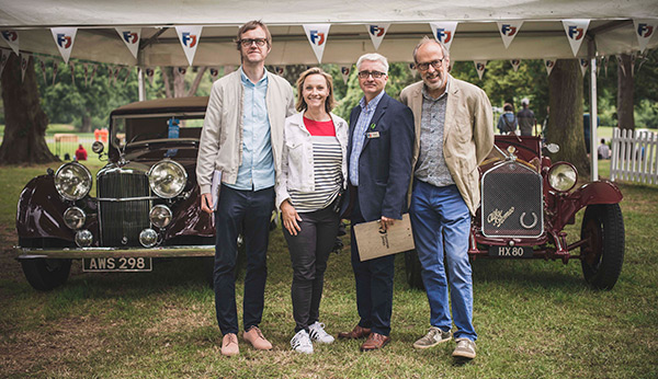 David Bond with Alex Riley & Vicki Butler-Henderson from The Car Years and Harry Metcalfe from FJ sponsored Harry's Garage