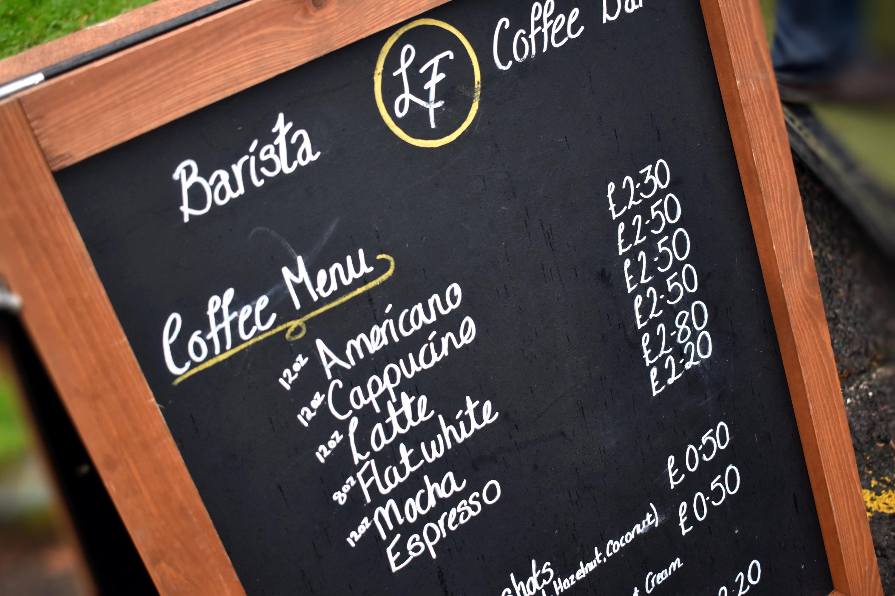 Barista coffee menu