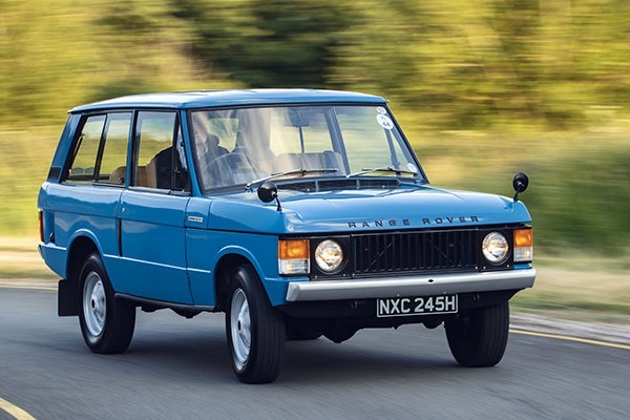 A blue classic Range Rover