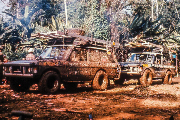 Range Rover Classics In Covered In Mud At Darien Gap, spanning the easternmost part of Panama and the northwestern portion of Colombia