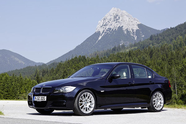 Dark Blue 2004 - 2013 BMW 3 Series E90 Guffert Austrian mountain backdrop