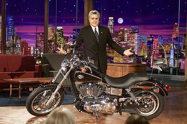 Jay Leno With Black 2001 Harley Davidson Night Train Bike
