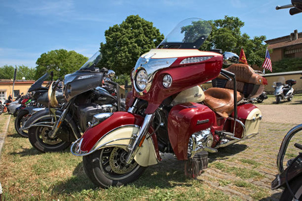 Red And Cream 1947 to 1953 Indian Road Master Motorbike