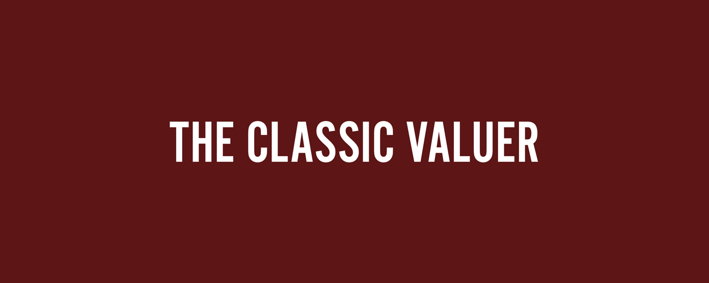 Classic Valuer logo on dark red background