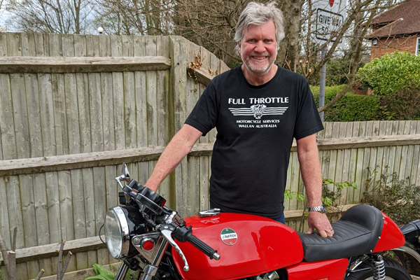 Mark Hunt With His Red 1974 Laverda 3C 1