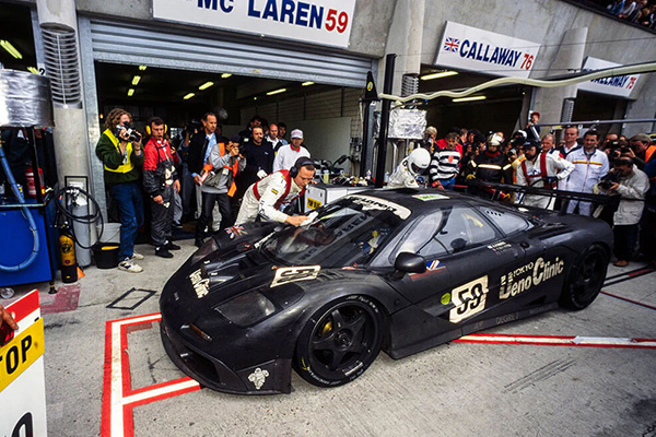 Dark Metallic 1995 Mclaren F1 Gtr At Pitstop during the Le Mans race