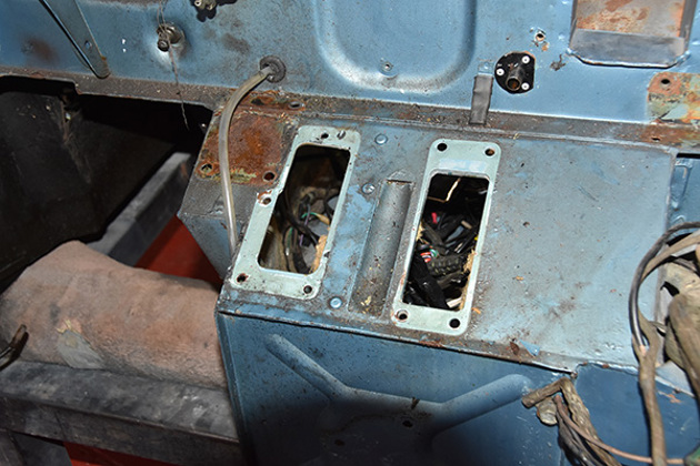 pedal-box-of-jaguar-e-type-chassis-showing-original-paint-colour