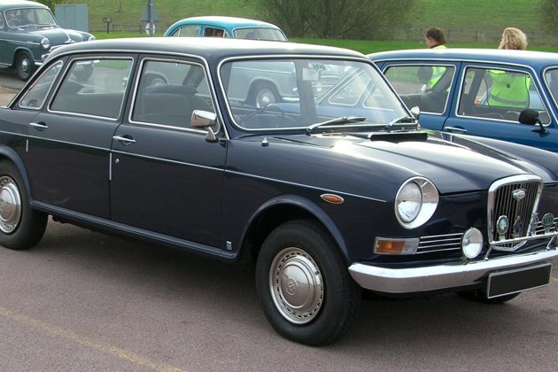 A black Wolseley in a car park