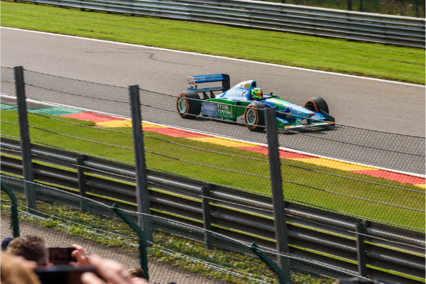Michael Schumacher driving a Benetton B194 at the Circuit De Spa Francorchamps in Belgium