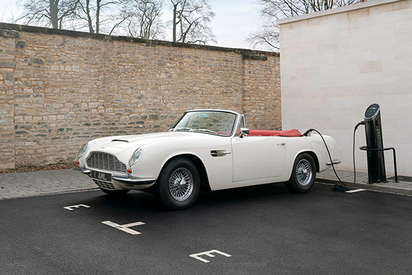 Electric Aston Martin being charged