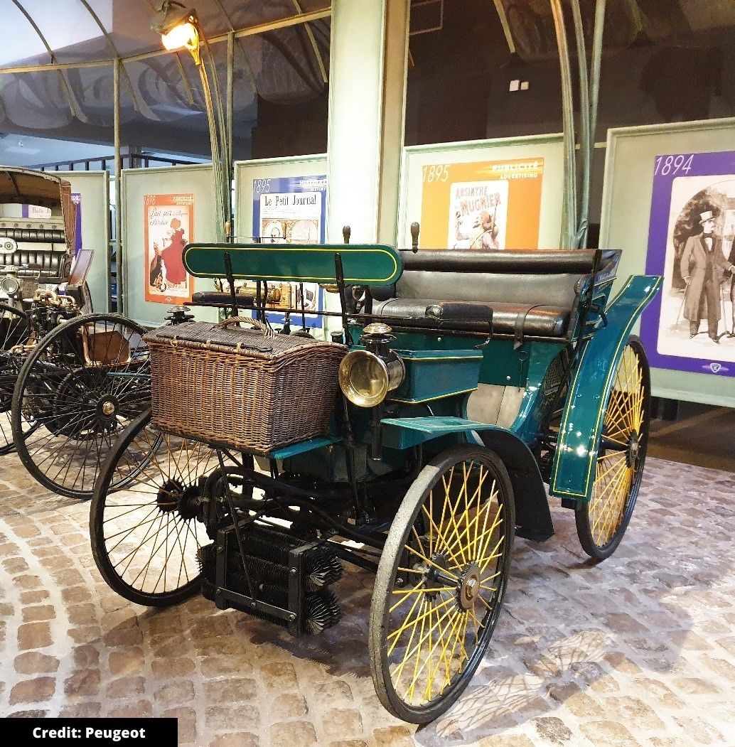 Old style Peugeot vehicle in museum