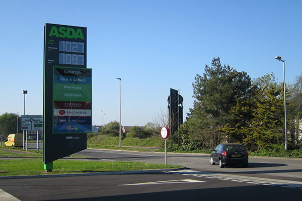 Asda Petrol Prices And Shops Sign