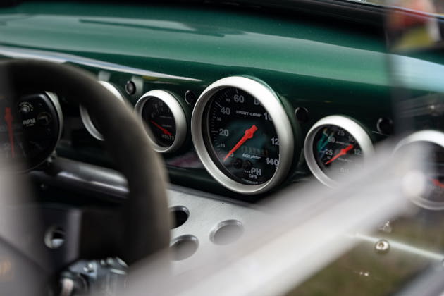 A modified classic car dashboard