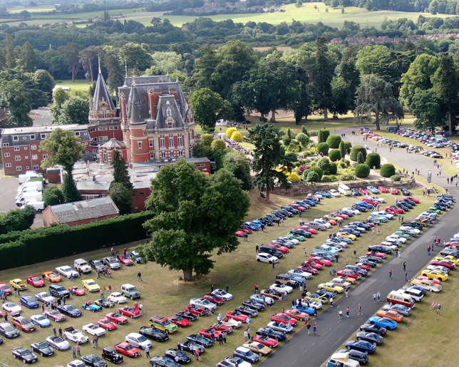 Car show drone view