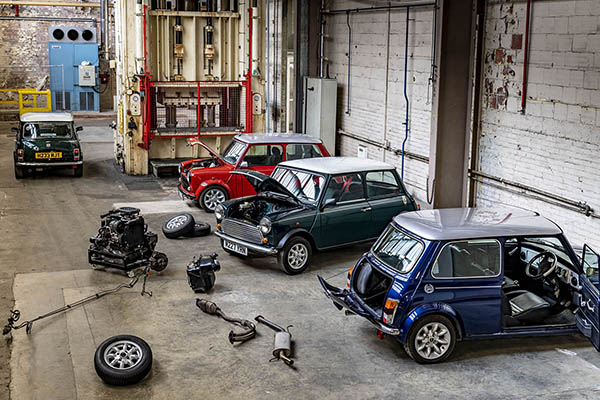 Electric mini's in a garage