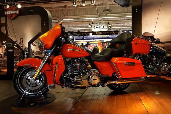 Orange 2011 Harley Davidson Electra Glide Ultra Motorbike