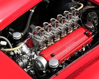 A red 250 Testa Rossa engine