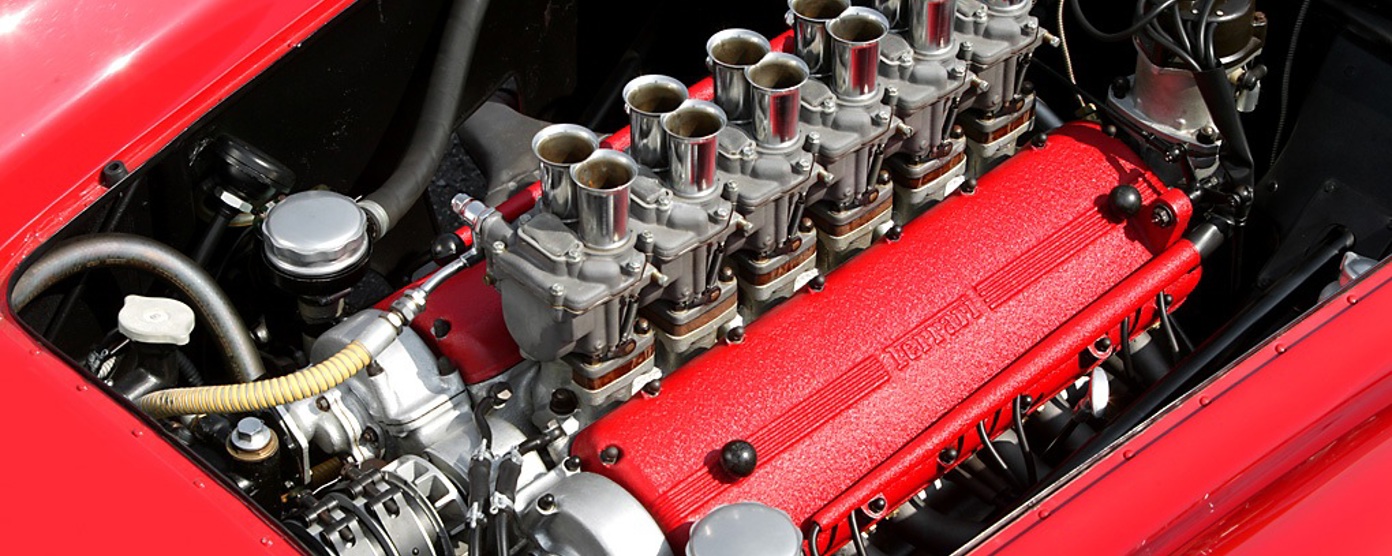 A red 250 Testa Rossa engine
