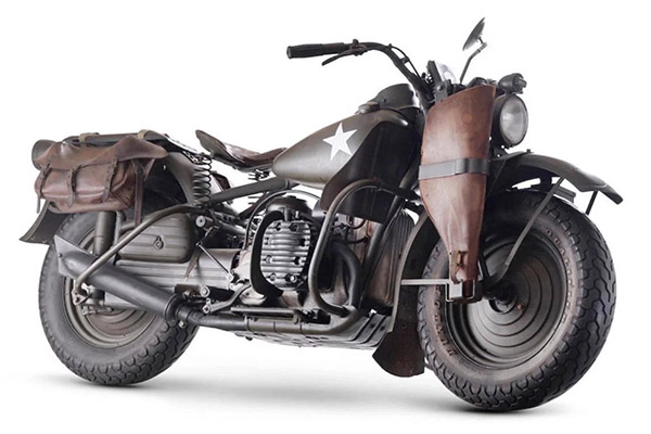 Khaki 1942 Harley Davidson 750Cc Xa Military Motorbike