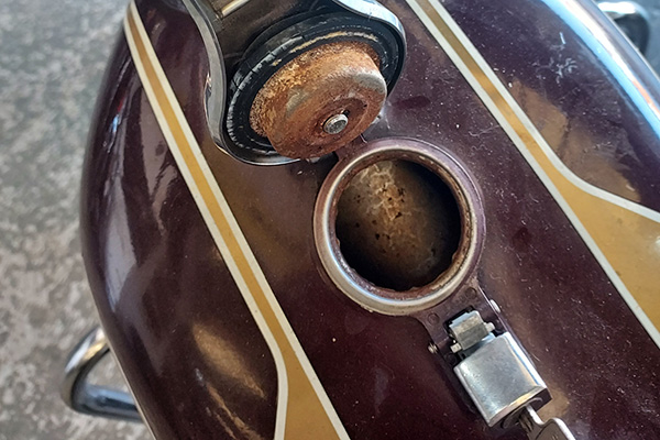 Close Up Of Yamaha Tx750 Fuel Tank And Cap