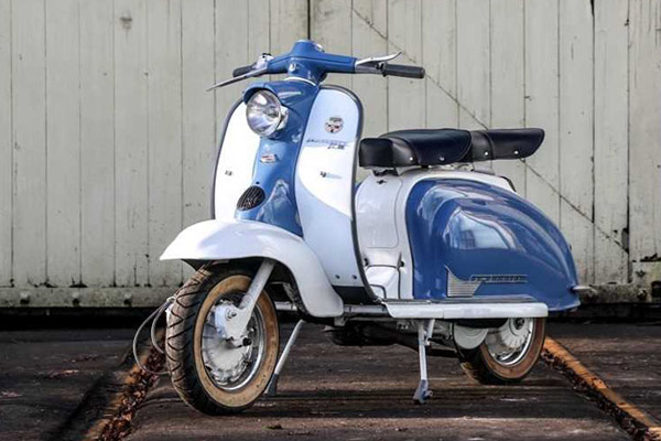 White Blue 1957 Innocenti Lambretta 150 Courtesy Historics Auctioneers