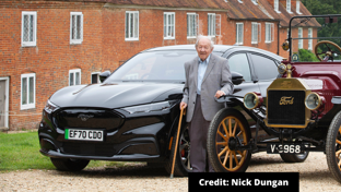 101-year-old Harold Baggott with Ford Mustang Mach-E