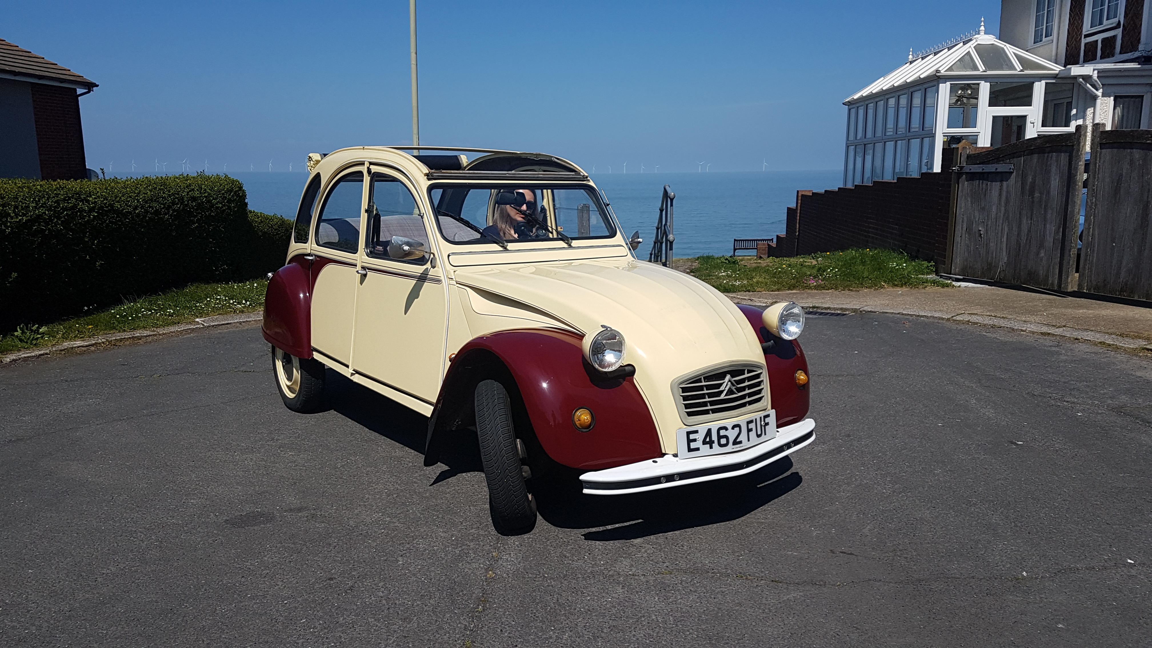 2CV parked by the seaside