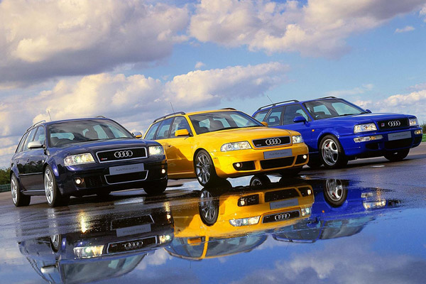 3 Audi R's, 6, 4, and 2, in Dark Blue, Primary Yellow And Vivid Blue