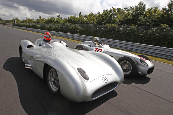 Silver 1954 Mercedes W196 Racing A Silver 1955 Mercedes Benz 300 SLR